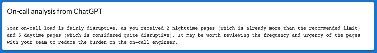 ChatGPT on-call analysis in OnCalm UI